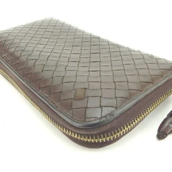 Bottega Veneta Wallet Purse Intrecciato Brown Gold Woman Authentic Used Y4043 - Picture 4 of 6
